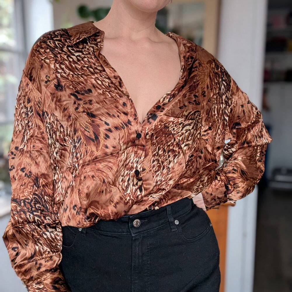 Style & Co - 100% silk top - pheasant print - 18W